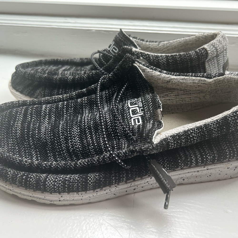 Hey Dude Wally slip on shoes, excellent condition worn one time, black & gray